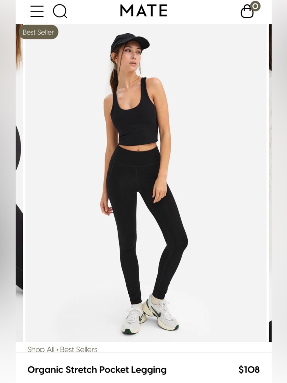 MATE the Label Black Organic Stretch Pocket Legging
